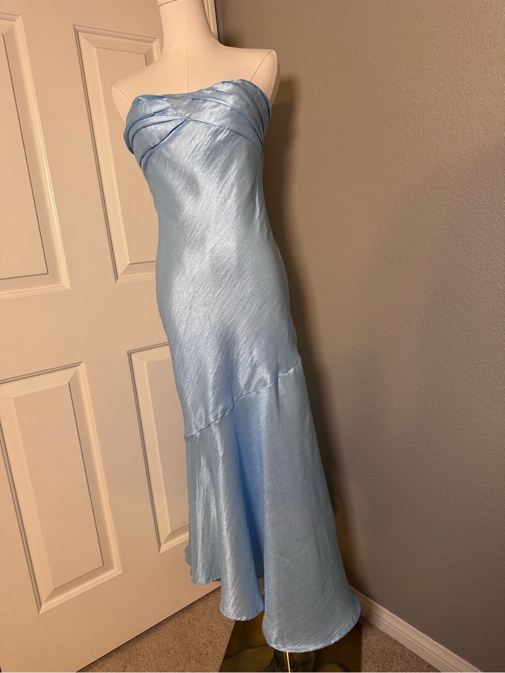 Strapless Light Blue Evening Dress